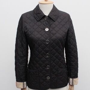 Burberry Brit Black Quilted Jacket with Nova Check Plaid- S